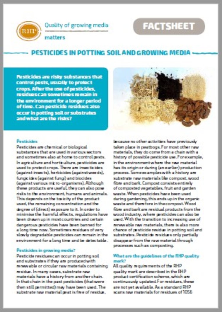 RHP factsheet pesticides potting soil residue growing media