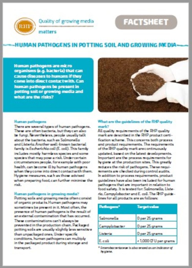 RHP factsheet human pathogens growing media